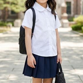 데일리라운드카라셔츠 여아  반팔 흰색 셔츠 여름 공영의상 단체 합창 연주회 면.._P428927592