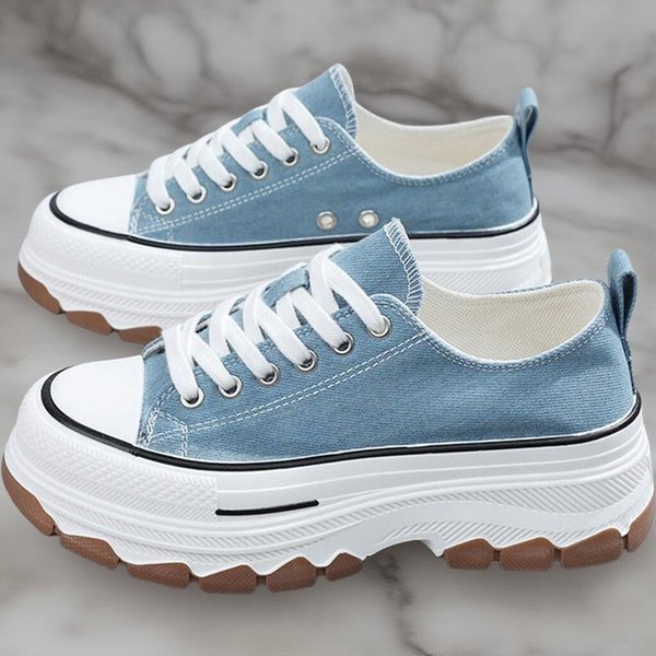 [옷자락] 여자 로우 스티치 키작녀 통굽 운동화