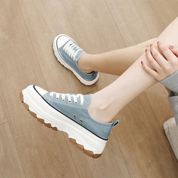 [옷자락] 여자 로우 스티치 키작녀 통굽 운동화