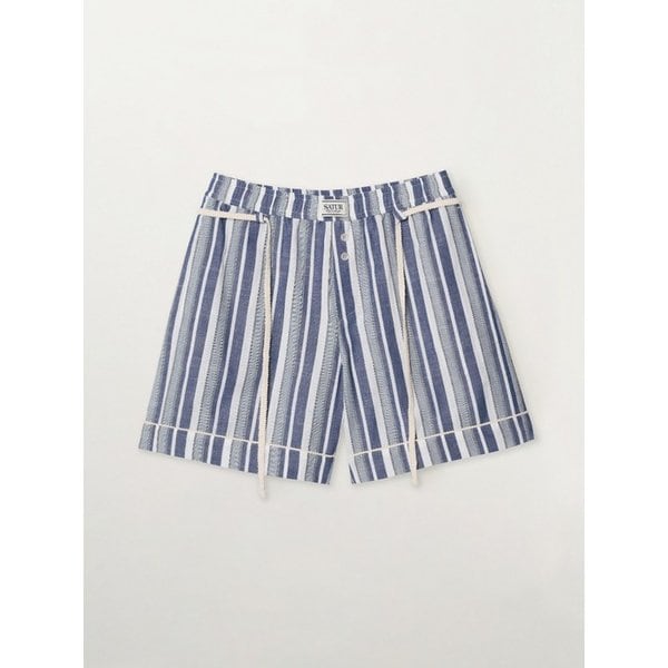 홈웨어 스트라이프 레이스업 밴딩 쇼츠_블루