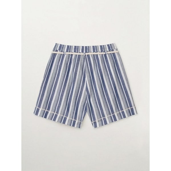 홈웨어 스트라이프 레이스업 밴딩 쇼츠_블루