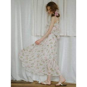 Cest_Floral chiffon layer skirt