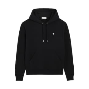 Black Cotton Ami De Coeur Hoodie Black White Cream