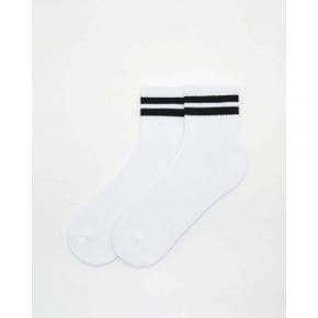 Pull and Bear 풀앤베어 스트라이프 스포츠 양말 - 화이트