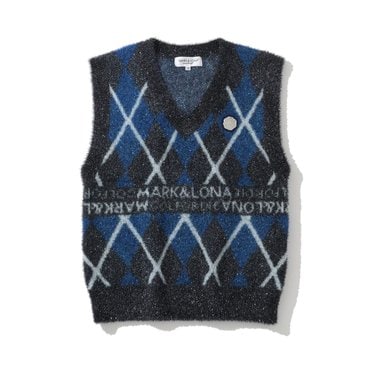 마크앤로나 W GN ARGYLE PATTERN TWINKLE V-NECK KNIT VEST (LQ3IV04F)