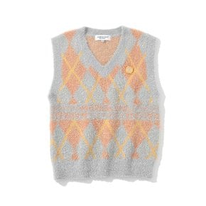 W GN ARGYLE PATTERN TWINKLE V-NECK KNIT VEST (LQ3IV04F)