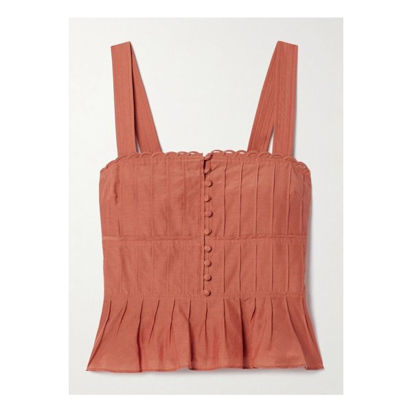 라 리뉴 핀턱 코튼 실크 혼방 페플럼 탱크 오렌지 1647597359037372