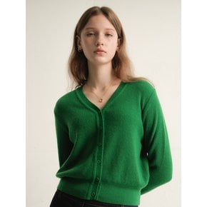 Cashmere Ribbed V-neck Knit Cardigan (Green)