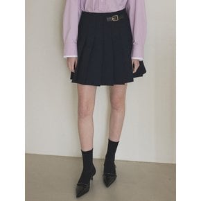 Buckle point pleats skirt_Navy