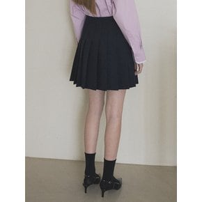 Buckle point pleats skirt_Navy