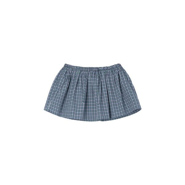 Layered check skirt_green