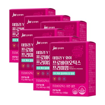 JW중외제약 데일리Y 프로바이오틱스 프리미엄 질 유래 유산균 30캡슐x6박스(6개월분)