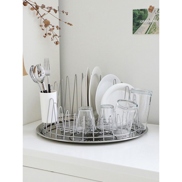 스텐 304 원형 식기건조대 컵걸이 건조대