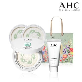 AHC [선물대전]세이프온 마일드선쿠션본품 25g+리필 25gx2개+클렌징폼30ml+쇼핑백