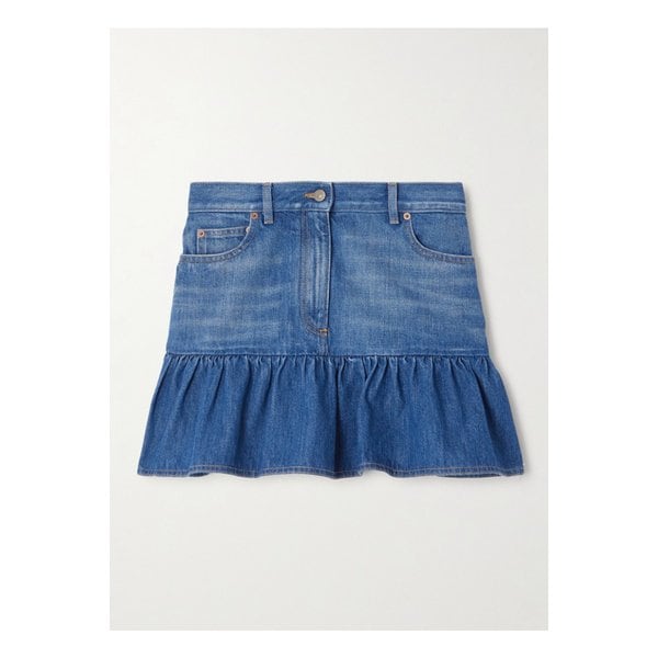 러플 데님 미니 스커트 블루 46376663162855101