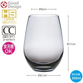 토요 사사키 유리 유리 텀블러 워터 바리에이션 훈제 약 360ml T-24104HS-SS 6 개입 블랙