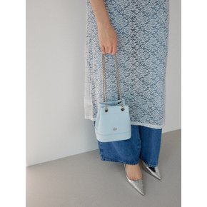 Silver pendant mini chain bag / Pastel blue