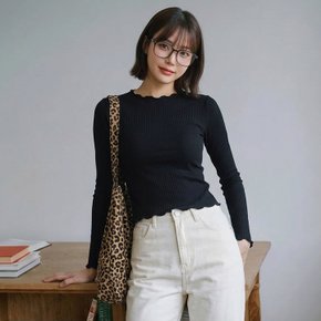 포리시 골지 라운드 티셔츠