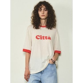 Retro Citta Logo Overfit Ringer T-shirt_CTT320(Cream)