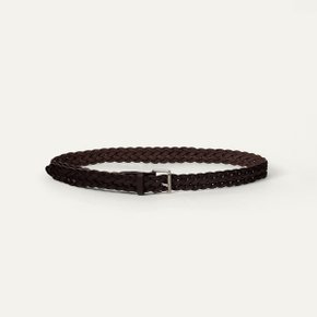 Plaited Leather Belt Dark Brown (FROM ITALY)