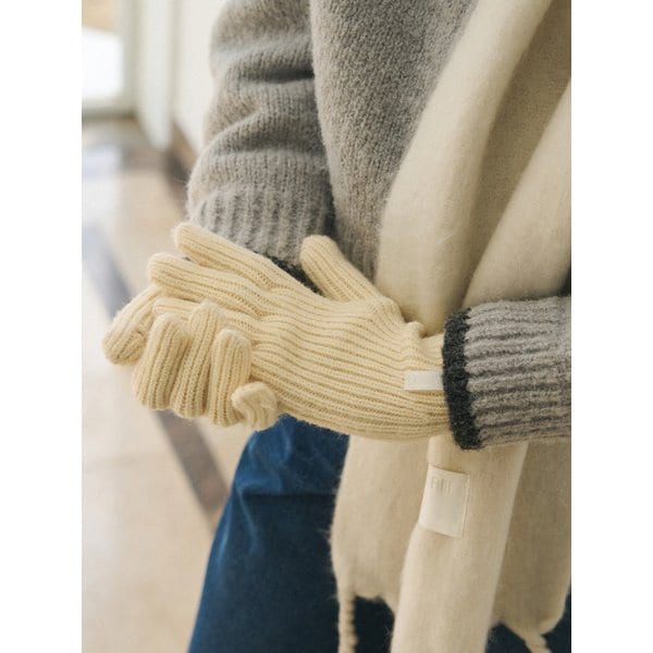 핑거홀 리브드 울 롱 장갑 [4COLORS]