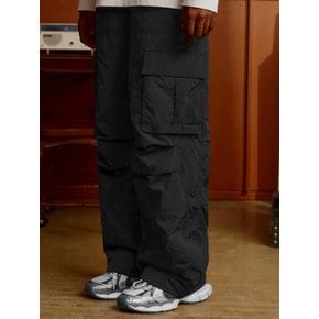 Padded Nylon Parachute Cargo Pants (BLACK)