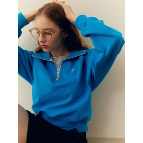 HALF ZIP-UP CROP SWEATSHIRT (aqua blue)