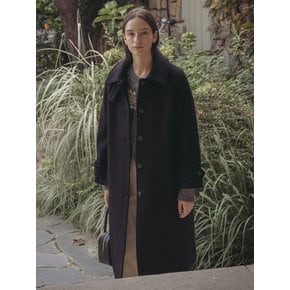 Single wool raglan long coat_Black