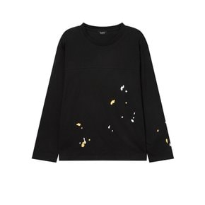 [23SS] [TEE LIBRARY] 블랙 프린트배색 면 긴팔티셔츠 RATS3ELI5BK