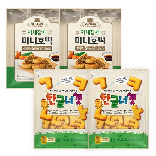 프리미엄 한글 치킨너겟 1kg 2개+야채잡채 미니호떡 군만두1kg 2개 총 4봉