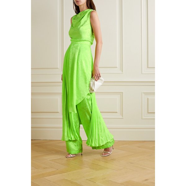 크리스토퍼 존 로저스 Asymmetric Pleated Neon Viscose Skirt 브라이트 그린 42247633208467617