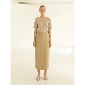 TOR LINEN WRAP STITCH SKIRT_2 COLOR