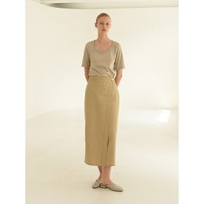 TOR LINEN WRAP STITCH SKIRT_2 COLOR