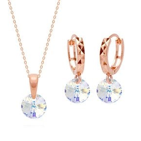 14K GOLD 스와로브스키 오로라 크리스탈 쥬얼리 2종 SET