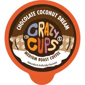 Crazy Cups 초콜릿 코코넛 드림 커피 포드 미디엄 로스트 큐리그 K컵 머신용 22개