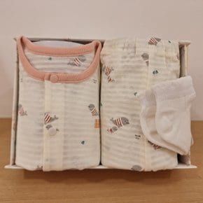 [25S/S출산선물] YE)벨루가반팔내의&루미발목양말세트(35370-054-10*35114-815-01)