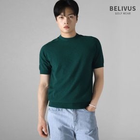 남자 부클 라운드넥 반팔 니트 골프웨어 WS226