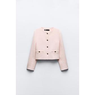 자라 텍스처 라운드넥 블레이저 2254/187 PINK / WHITE