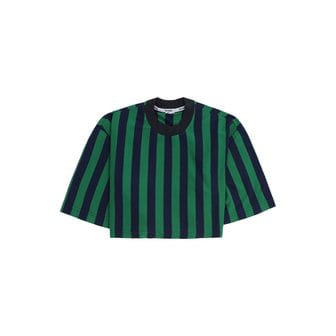 써네이 스트라이프 패턴 크롭 티셔츠 그린 / SN2PWH05AP-JE130-R24