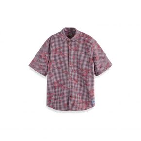 5053453 Scotch  Soda Relaxed Fit Burnout Check Short Sleeve Button-Up Shirt