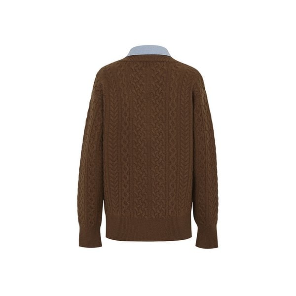 100% 캐시미어 카밀라 케이블 칼라 탑