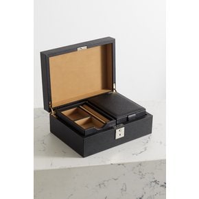 Panama Textured-leather Jewelry Box And Travel Tray 블랙