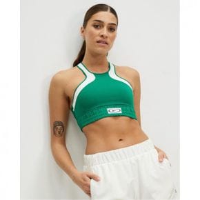 4655840 Nike High Neck Medium-Support Lightly Lined Color-Block Sports Bra - Malachite, Wh