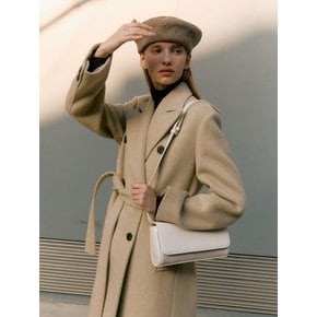 BELTED PEAKED DOUBLE COAT (beige herringbone)