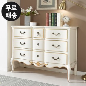 리나 엔틱 마호가니 원목 와이드 3단 서랍장 콘솔