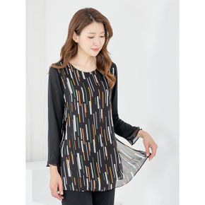 엄마옷 블라우스 라운드 긴팔 쉬폰이중 MQG127540 마담 미시 중년여성 빅사이즈.._P423499067