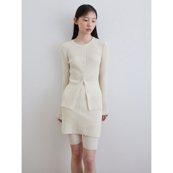 Ruffle sleeve cardigan_IVORY