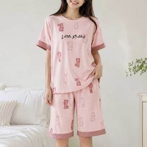여성 반팔 반바지 잠옷 면 파자마 세트 홈웨어 9048