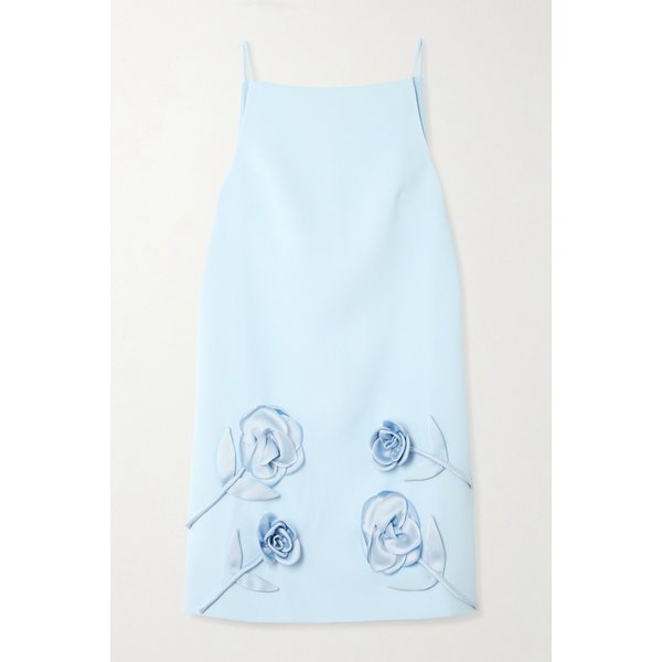 아플리케 새틴 트림 크레이프 미니 원피스 46376663163017665