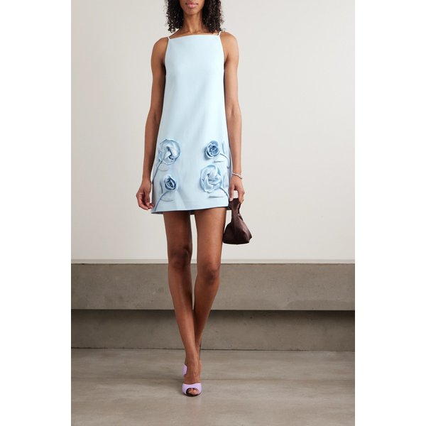 아플리케 새틴 트림 크레이프 미니 원피스 46376663163017665